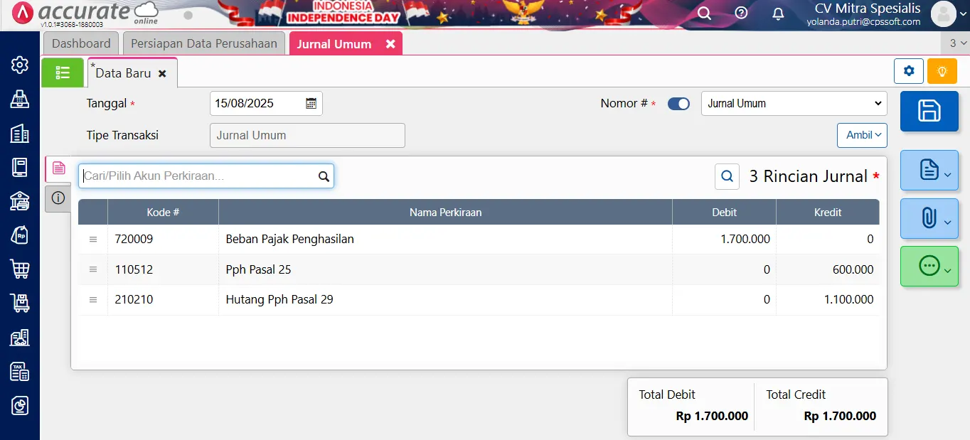melihat laba setelah pajak di accurate online